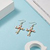 Japanese Seed Braided Cross Dangle Earrings EJEW-MZ00040-3