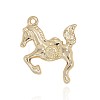 Nickel Free & Lead Free Golden Plated Alloy Horse Pendants PALLOY-J169-90G-NR-2