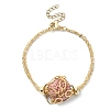 Brass Braided Macrame Rhombus Pouch Empty Stone Holder Bracelet Making BJEW-JB09904-01-2