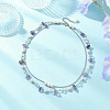 2Pcs 2 Styles Natural Amethyst Chip & Glass & 304 Stainless Steel Handmade Link Chain Double Layer Necklaces for Women NJEW-JN05363-4