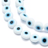 Handmade Evil Eye Lampwork Flat Round Bead Strands X-LAMP-L058-8mm-14-3