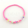 Flower Acrylic Pendant Necklaces and Stretch Bracelets Jewelry Sets SJEW-R048-04-6