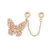 Rack Plating Butterfly Brass Pink Cubic Zirconia European Safety Chains KK-F879-20G-1