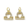 Real 18K Gold Plated Brass Micro Pave Clear Cubic Zirconia Charms KK-E068-VB411-7-2