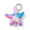 6Pcs 6 Colors Dyed Synthetic Turquoise Starfish Connector Charms PALLOY-JF02727-3