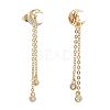 Brass Micro Pave Clear Cubic Zirconia Dangle Stud Earrings EJEW-K083-16G-2