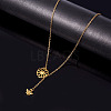 Adjustable 304 Stainless Steel Cable Chain Necklaces Flower & Bees Alloy Charm Lariat Necklaces for Women NJEW-TAC0017-02-2
