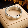 304 Stainless Steel Elastic Rectangle Link Bangles for Unisex WG35402-02-1