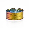 304 Stainless Steel Textured Wide Band Cuff Ring RJEW-N038-074-2