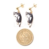 Alloy Cat Dangle Stud Earrings with Enamel EJEW-JE04919-3