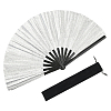 1Pc Bamboo with Oxford Fabric Glitter Powder Folding Fans AJEW-SP0003-77C-1