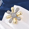 Brass Micro Pave Clear Cubic Zirconia Cuff Rings for Women RJEW-H248-02GP-3