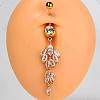 304 Stainless Steel Pave Clear Cubic Zirconia Curved Barbell Dangle Belly Rings FS-WG828D7-07-1