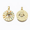 Brass Micro Pave Clear Cubic Zirconia Pendants ZIRC-N039-128-NF-2