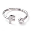 Brass Micro Pave Clear Cubic Zirconia Cuff Rings RJEW-J074-01P-F-1