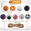 210Pcs 8 Styles Halloween Theme Printed Natural Wooden Beads WOOD-SP0001-07-2