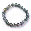 Natural Moss Agate Beads Stretch Bracelets BJEW-F380-01-B15-3