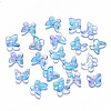 Two Tone Transparent Spray Painted Glass Charms GLAA-T016-22C-1