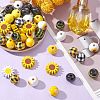 50Pcs 10 Styles Sunflower Theme Printed Wood Beads WOOD-CJ0001-78-5