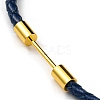 Brass Column Bar Link Bracelet with Leather Cords BJEW-G675-05G-02-2