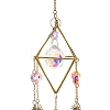 Glass Teardrop & Iron Rhombus Suncatchers HJEW-G028-01B-2