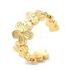 Rack Plating Brass Flower Wrap Open Cuff Rings for Women RJEW-M148-08G-3