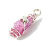 2Pcs Electroplated Natural Quartz Crystal Dyed Copper Wire Wrapped Pendants PALLOY-JF03170-02-4