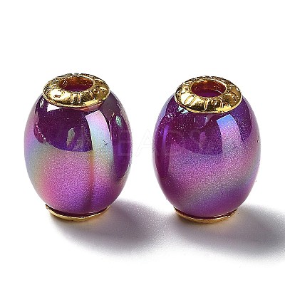 Rainbow Iridescent Plating Acrylic European Beads OACR-P019-02A-M-1
