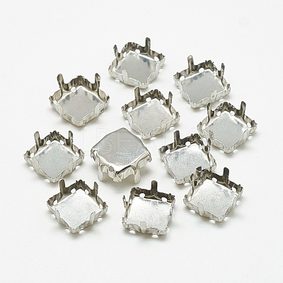 Non-Tarnish 201 Stainless Steel Sew on Prong Settings STAS-T032-08-8mm-1