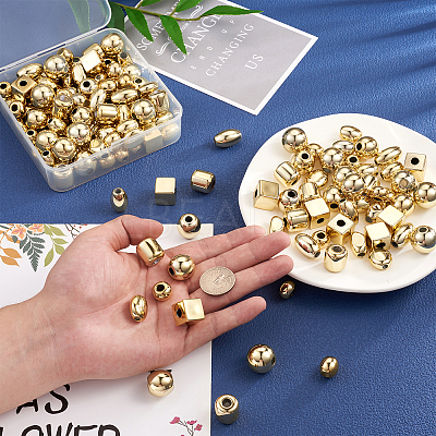 100Pcs 10 Style UV Plating Acrylic European Beads PACR-FW0001-01-1