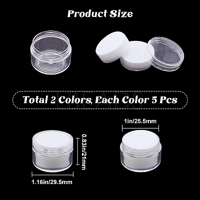 10Pcs 2 Colors Round Jewelry Clear Plastic Loose Diamond Storage Box CON-GF0001-15A-1