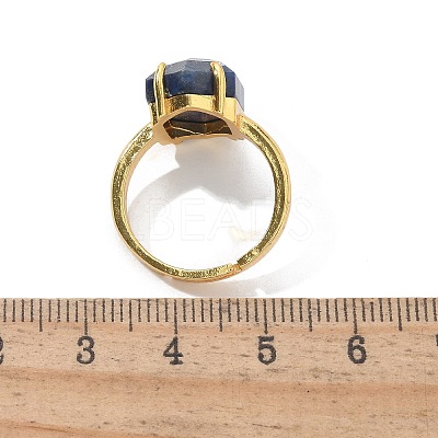 Hexagon Natural & Synthetic Gemstone Finger Rings RJEW-B113-02G-1