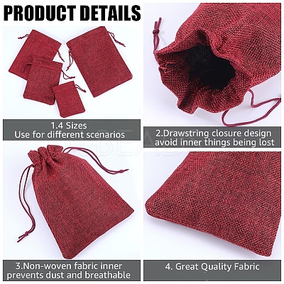 16Pcs 4 Styles Polyester Imitation Burlap Packing Pouches Drawstring Bags ABAG-BBC0001-01D-1