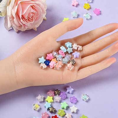 300Pcs 6 Style Transparent & Opaque & Spray Painted Acrylic Beads TACR-YW0001-46-1