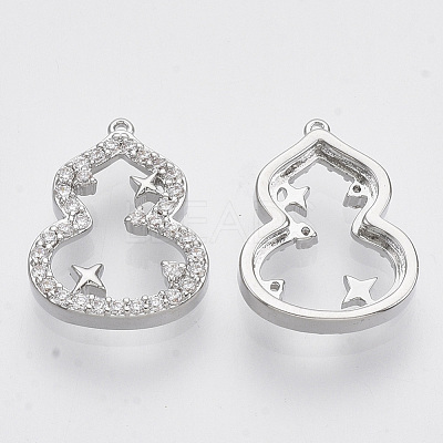 Brass Micro Pave Clear Cubic Zirconia Charms KK-T054-20P-NF-1