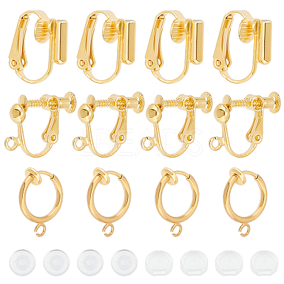 18Pcs 3 Style Brass Clip-on Earring Findings FIND-SC0003-96G-1