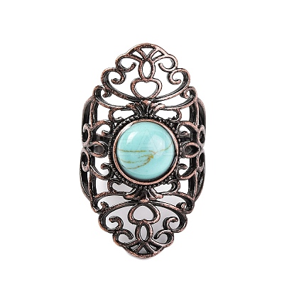 Synthetic Turquoise Retro Finger Rings RJEW-B067-02R-20-1