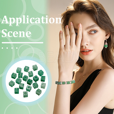20Pcs Natural Green Aventrine Gemstone European Beads G-NB0005-89C-1