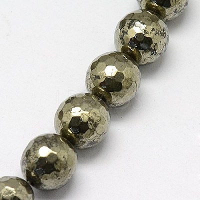 Natural Pyrite Beads Strands G-L031-12mm-03-1