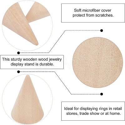 10Pcs 5 Style Wooden Ring Displays RDIS-FG0001-18-1