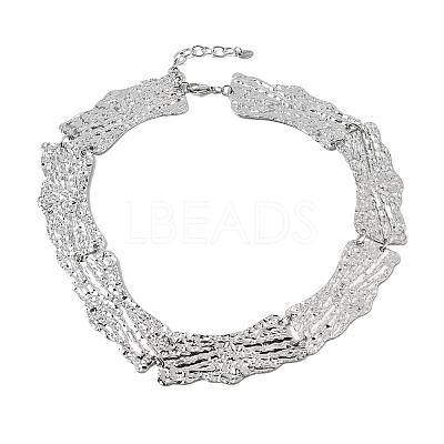 316L Surgical Stainless Steel Textured Link Chain Choker Necklaces SA-CBAB122-06P-1