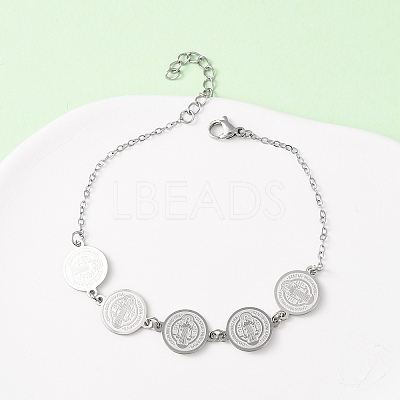 Religion 304 Stainless Steel Link Bracelets for Women BJEW-F524-03P-1