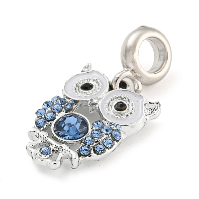 Rack Plating Alloy Enamel Owl European Dangle Charms FIND-B034-11P-02-1