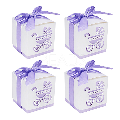 Hollow Stroller BB Car Carriage Candy Box wedding party gifts with Ribbons CON-BC0004-97B-1