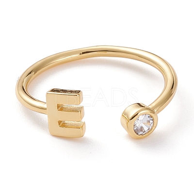 Brass Micro Pave Clear Cubic Zirconia Cuff Rings RJEW-Z005-E-G-1