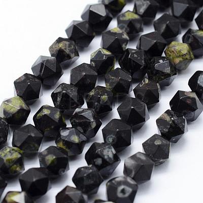 Natural Green Spot Jasper Beads Strands G-F523-33-8mm-1