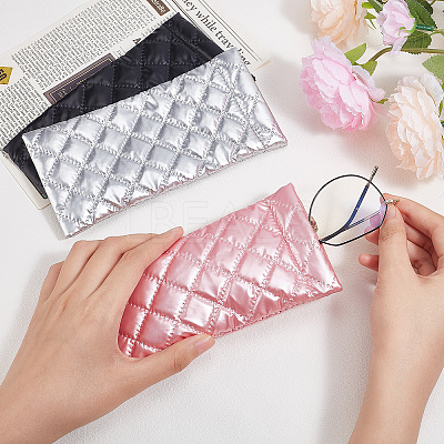 3pcs 3 Colors Rhombus Pattern Rectangle Polyester Eyeglass Pouch AJEW-CP0005-55-1