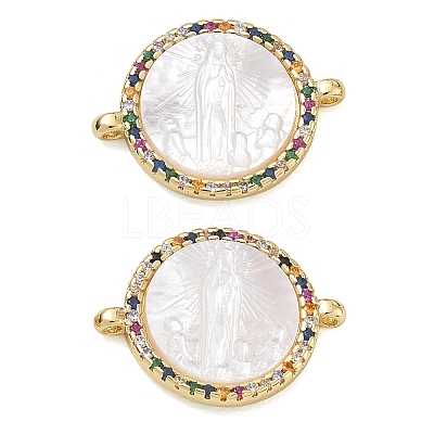 Rack Plating Brass Micro Pave Colorful Cubic Zirconia Connector Charms CU-CBA01AA-22G-1