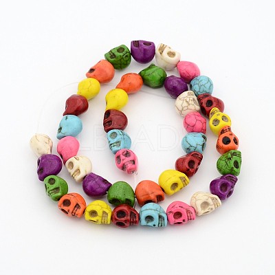Synthetic Turquoise Skull Beads Strands for Halloween Jewelry Making X-TURQ-H037-2-1
