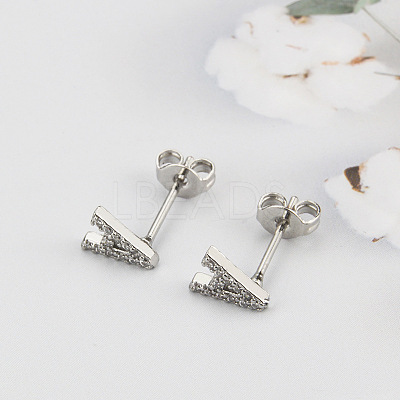 Brass Micro Pave Clear Cubic Zirconia Stud Earrings FS-WGC2F12-22-1